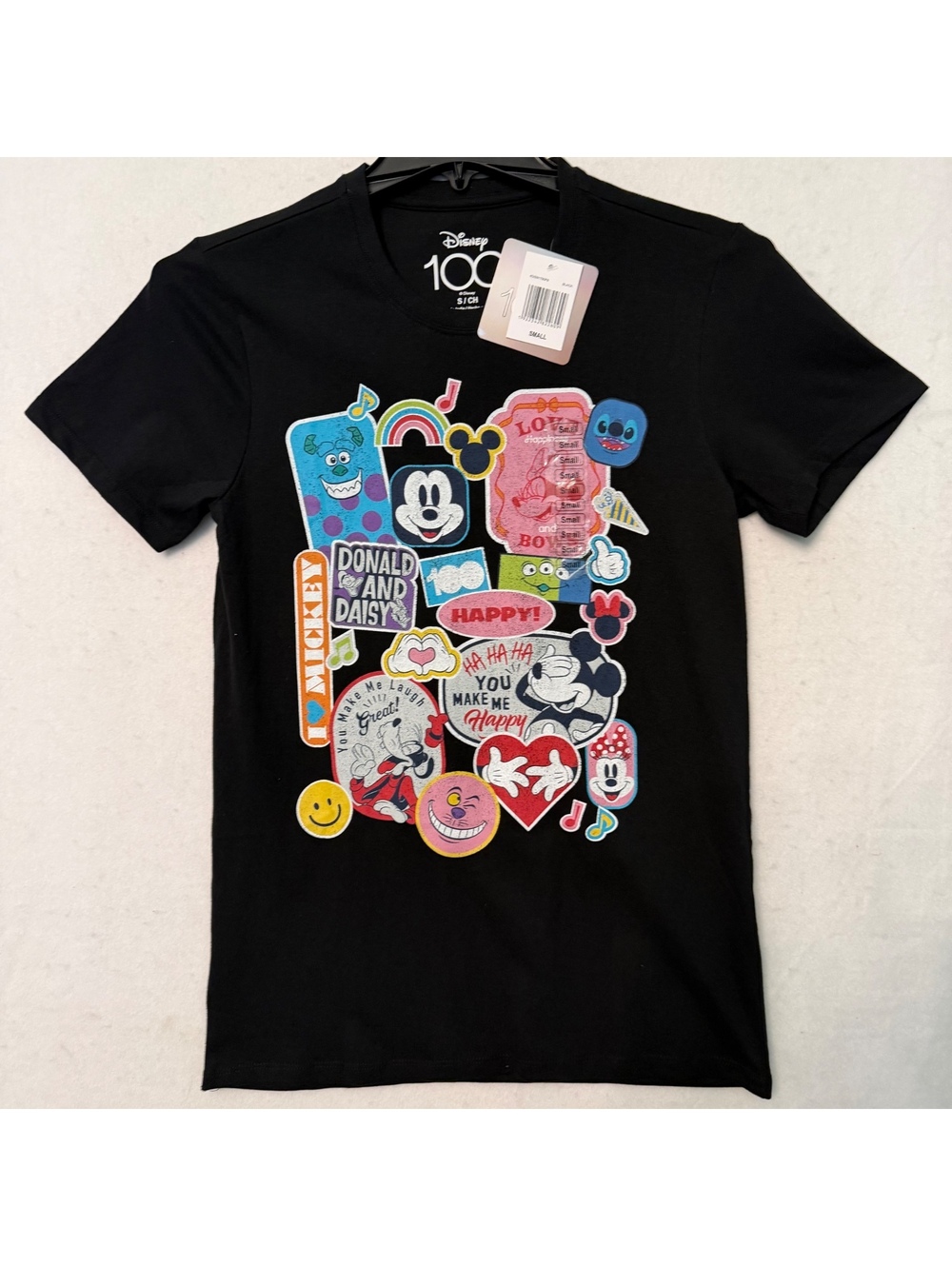 Disney 100 Retro Icons Graphic T-Shirt Black Size SMALL Tee NWT
